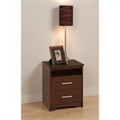 Prepac Coal Harbor Tall 2 Drawer Nightstand in Espresso Finish
