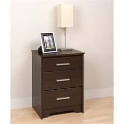Prepac Coal Harbor Tall 3 Drawer Nightstand in Espresso Finish