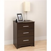 Prepac Coal Harbor Tall 3 Drawer Nightstand in Espresso Finish