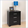 ADD TO YOUR SET: Prepac Coal Harbor Tall & Wide 3 Drawer Nightstand with Lock in Black