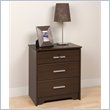 ADD TO YOUR SET: Prepac Coal Harbor Tall 3 Drawer Nightstand with Lock in Espresso Finish