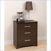 Prepac Coal Harbor Tall 3 Drawer Nightstand with Lock in Espresso Finish