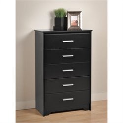 Prepac Coal Harbor 5 Drawer Chest in Black Finish