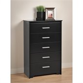 Prepac Coal Harbor 5 Drawer Chest in Black Finish