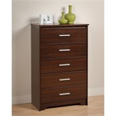 Prepac Coal Harbor 5 Drawer Chest in Espresso Finish