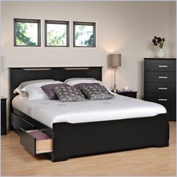 Prepac Coal Harbor Full Platform Storage Bed in Black Finish