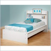 Prepac Aspen Twin Bookcase Platform Bed in White Finish