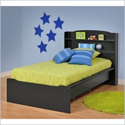 Prepac Aspen Twin Bookcase Platform Bed in Black Finish