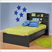 Prepac Aspen Twin Bookcase Platform Bed in Black Finish