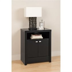 Prepac Series 9 Designer 2 Door Tall Nightstand in Black