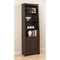 Prepac Slant-Back Bookcase with Shaker Doors in Espresso Finish