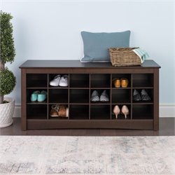 Prepac Espresso Shoe Storage Cubbie Bench