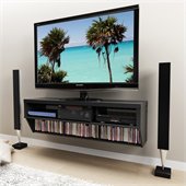 Prepac Series 9 Designer 58 Wide Wall Mounted AV Console in Black