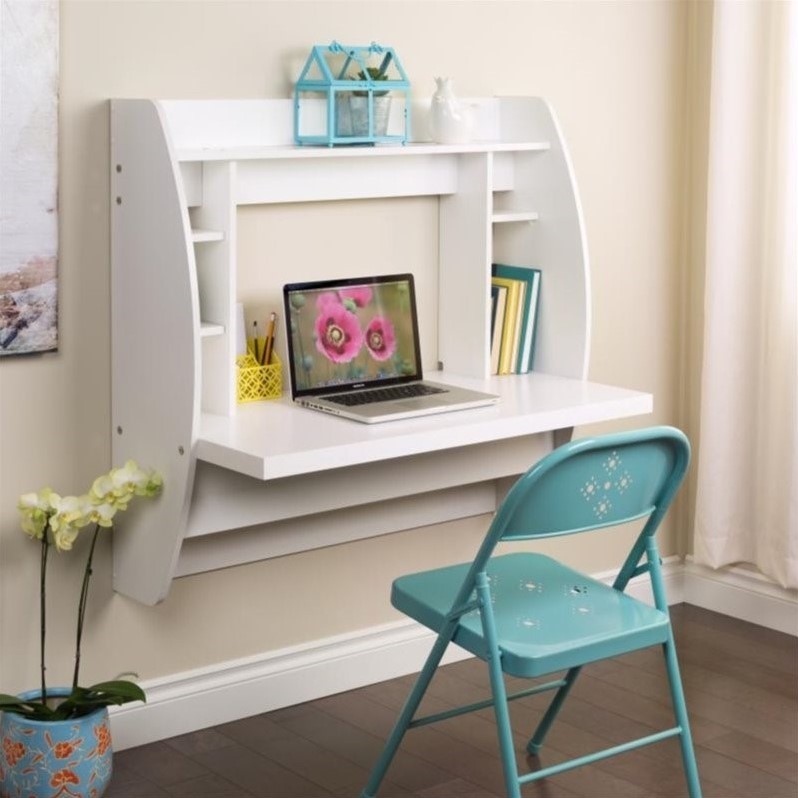 Prepac Floating Desk with Storage in White