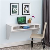 Prepac Designer Floating Desk in Fresh White Finish