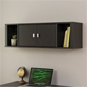 Prepac Designer Floating Hutch in Washed Ebony Finish