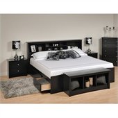 Prepac Sonoma Black King Bookcase Platform Bed 3 Piece Bedroom Set