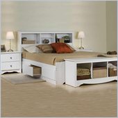Prepac Monterey White Double/Full Bookcase Bed 3 Piece Bedroom Set