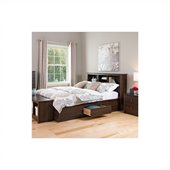Prepac Manhattan Bookcase Platform Bed 3 Piece Bedroom Set in Espresso