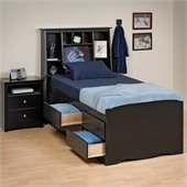 Prepac Sonoma Black Tall Twin Platform Storage Bed 3 Piece Bedroom Set