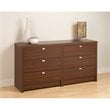 ADD TO YOUR SET: Prepac Series 9 Designer 6 Drawer Dresser in Medium Brown Walnut
