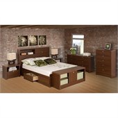 Prepac Series 9 Designer 5 Piece Bedroom Set in Medium Brown Walnut