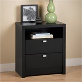 Prepac Series 9 Designer Tall 2 Drawer Nightstand in Black