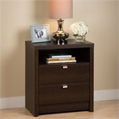 Prepac Series 9 Designer Tall 2 Drawer Nightstand in Espresso