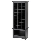Prepac Tall Shoe Cubbie Cabinet in Black