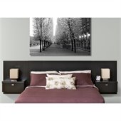 Prepac Series 9 Designer Floating Headboard with Nightstands in Black