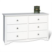 Prepac Monterey White Condo Sized 6 Drawer Double Dresser