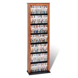 Prepac Slim Barrister CD DVD Media Storage Tower in Cherry and Black