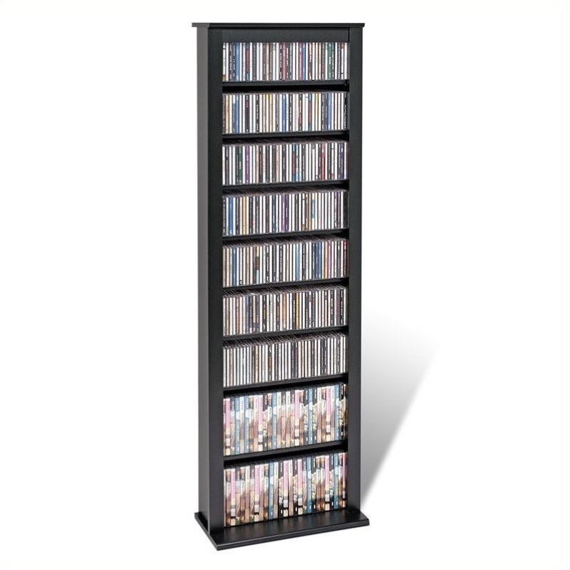 Prepac Slim Barrister CD DVD Media Storage Tower in Black [4908]