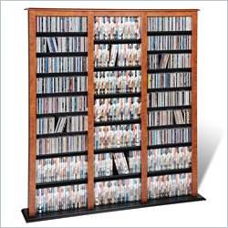 Prepac Triple Width Barrister CD DVD Media Storage Tower in Cherry and Black