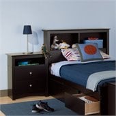 Prepac Sonoma Black Twin Wood Bookcase Headboard 2 Piece Bedroom Set