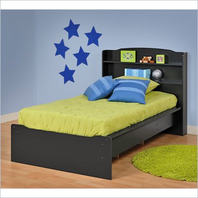 Prepac Aspen Twin Bookcase Platform Bed in Black Finish