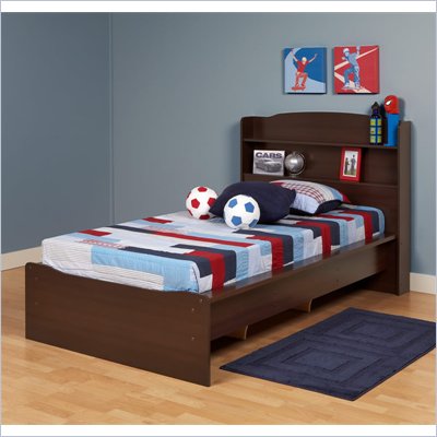 Prepac Aspen Twin Bookcase Platform Bed in Espresso Finish