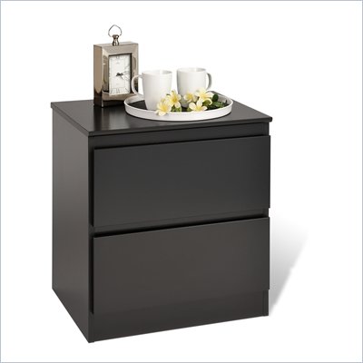 Prepac Avanti Two Drawer Nightstand in Black