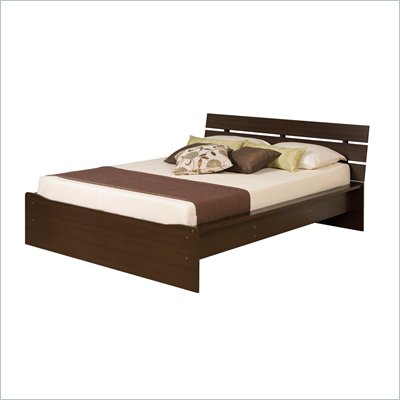 Prepac Avanti Double Platform Bed with Slat Headboard in Espresso