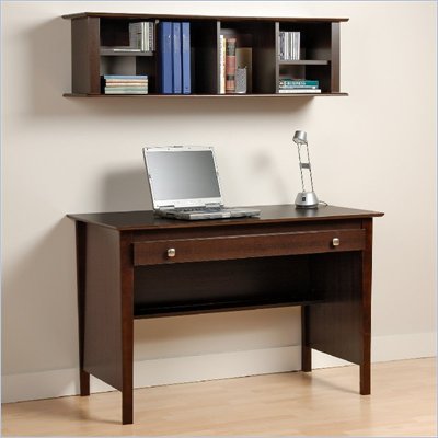 Prepac Contemporary Wood Desk and with Hutch in Espresso