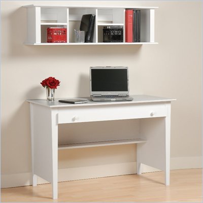 Prepac Contemporary Wood Desk with Hutch in White