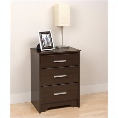 Prepac Coal Harbor Tall 3 Drawer Nightstand in Espresso Finish