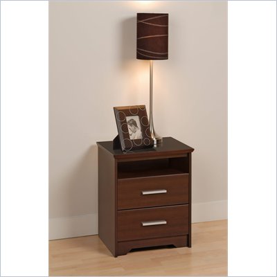 Prepac Coal Harbor Tall 2 Drawer Nightstand in Espresso Finish
