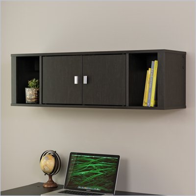 Prepac Designer Floating Hutch in Washed Ebony Finish
