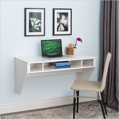 Prepac Designer Floating Desk in Fresh White Finish
