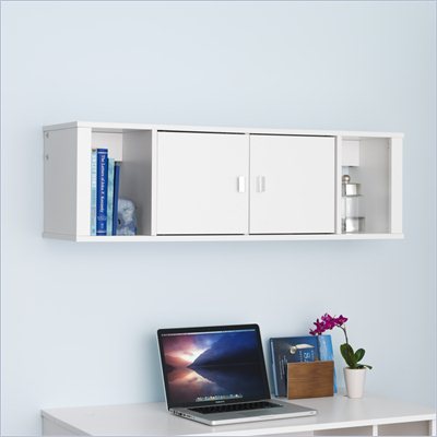 Prepac Designer Floating Hutch in Fresh White Finish