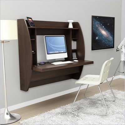Prepac Floating Desk with Storage in Espresso