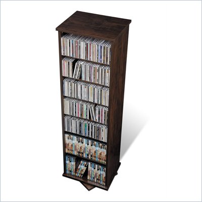 Prepac 2-Sided Spinning Media Storage Tower in Espresso