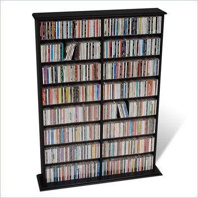 Prepac Double Width CD DVD Wall Media Storage Rack in Black