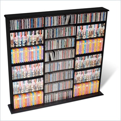 Prepac Triple Width CD DVD Wall Storage Media Tower in Black